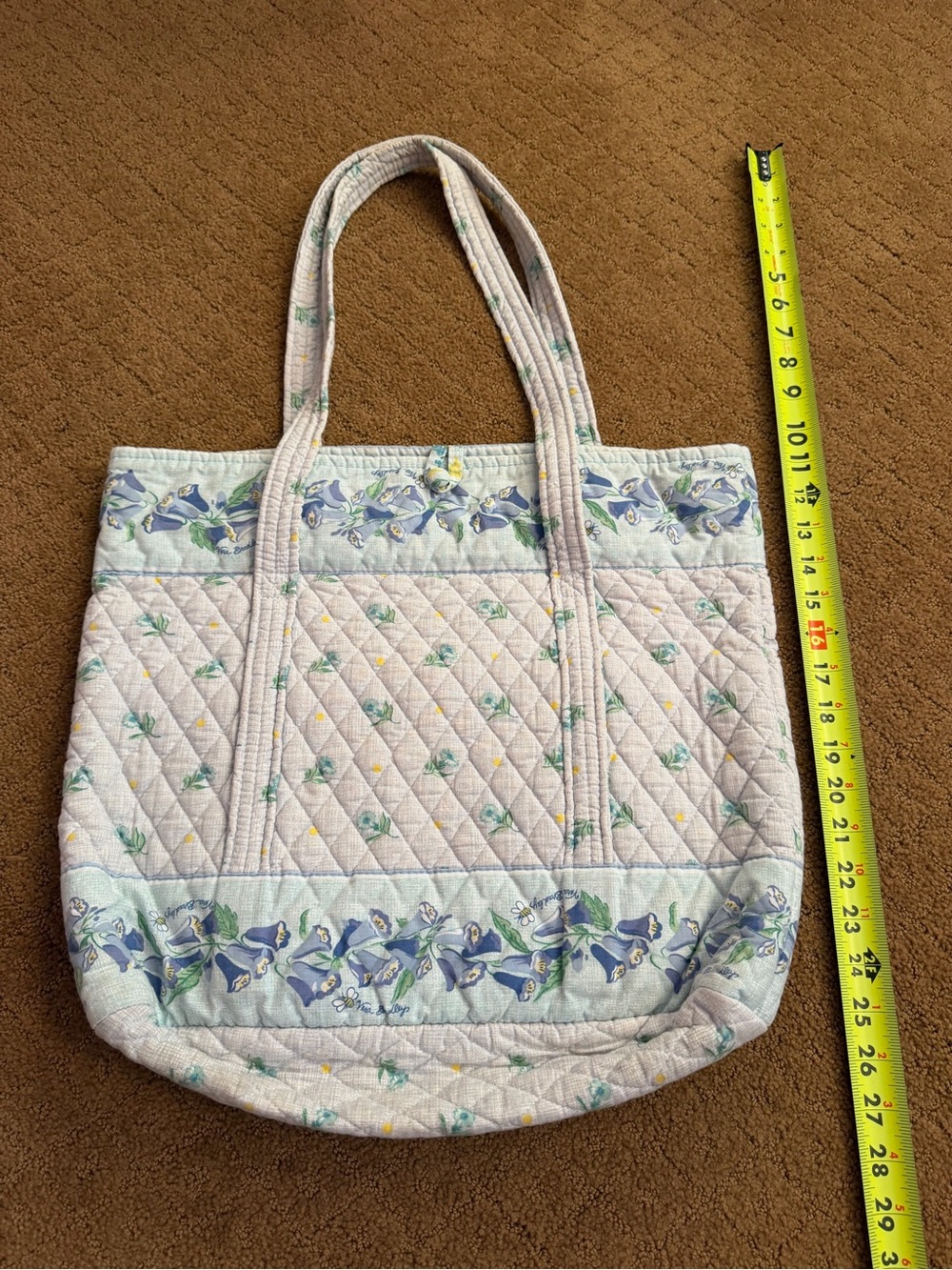 Vintage Vera Bradley Light Blue Floral Shoulder Tote Bag Retired Pattern Y2K - Picture 5 of 10